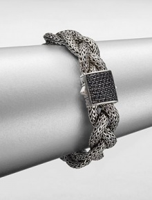 From the Classic Chain Collection. This nature-inspired style from a socially and environmentally responsible brand features intricately designed sterling silver chains in a braided style accented with a black sapphire encrusted closure. Sterling silverBlack sapphireLength, about 7.25Push clasp closureImported