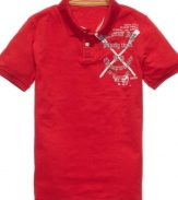 American Rag brings the collegiate cool to your wardrobe with their remix on a classic polo shirt.