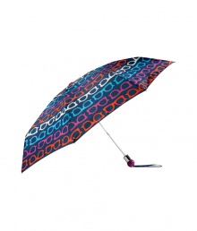 Brave the elements in super sweet style with Marc by Marc Jacobs glasses print umbrella - Navy with multicolored glasses print, raspberry detailed handle, loop strap - Wear with wellies and a colorful raincoat