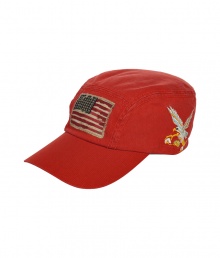 Bring sporty style to your causal look with this cap from Polo Ralph Lauren - American flag front patch, eagle side patch - Pair with a short sleeve henley and straight leg jeans