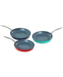 Spice up your space with Fiesta's colorful & durable cookware. Mastering the art of prep & presentation, this fry pan features a heavy-gauge construction that heats evenly & quickly for effortless gourmet meals and features a Thermolon™ ceramic nonstick coating for a neat & tidy cleanup. Limited lifetime warranty.