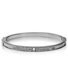 Show your glamorous side with this bracelet from Fossil. Crafted from silver-tone stainless steel, the bangle dazzles with sparkling accents. Approximate diameter: 2-5/8 inches.