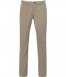 Raise the bar on modern musts with Closeds casually cool beige chinos - In a soft yet durable pure cotton - On trend slim cut, with a medium low rise - Zip fly, belt loops and button closure - Slash pockets at sides, welt pockets at rear - Easily dressed up or down, ideal for pairing with denim shirts, button downs, tees and pullovers