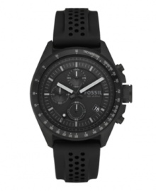 Black-on-black for versatility, chronograph movement for precision: the Decker watch by Fossil.