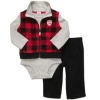 He'll be the hero of the day with all the smiles he brings in this handsome bodysuit, vest and pant set from Carter's.