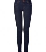 Makers of the original denim leggings, J Brand, have created this dark-blue must-have style - Tight, narrow cut features classic five-pocket design and contrasting stitching - Ideal with oversized shirts or sweaters, and ankle or knee-high boots