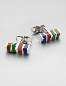 Sterling silver set with rotating semi-precious stones enhances these rectangular cufflinks.Silver/semi-precious stonesAbout ¼ x ¼Made in the United Kingdom