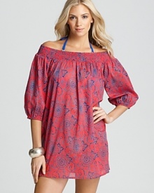 Hit print poolside with this tunic dress from French Connection. In a simple shape and floral motif, it's a natural choice for beach to boardwalk chic.