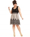 Dazzling sequins and a chic print wake up this easy-to-wear plus size A-line dress from American Rag.