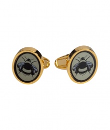 Bring some cheeky British style to your formal look with these ultra-cool cufflinks from Paul Smith - Oval gold-toned cufflinks with resin bee graphic - Pair with a pinstriped suit and immaculately cut pastel button-down