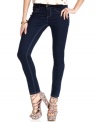 Skinny leg style provides a streamlined fit on these super-sleek, dark wash jeans from Rewash!