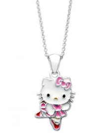 Show your whimsical side. The sterling silver Princess Kitty ballerina pendant from Hello Kitty, decorated with fun colors, is perfect for staying in step with fashion. Approximate length: 18 inches. Approximate drop: 1/2 inch.