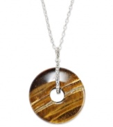 Lauren by Ralph Lauren shows how well-rounded it is with this pendant. Crafted from silver-tone mixed metal, the necklace suspends a stylish tiger's eye pendant. Item comes packaged in a signature Lauren Ralph Lauren Gift Box. Approximate length: 18 inches + 2-inch extender. Approximate drop: 2 inches.