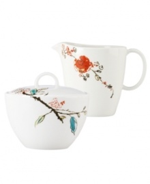 Make any meal sing with the Chirp creamer and sugar bowl set from Lenox Simply Fine. Adorned with the beloved birds and florals of Chirp dinnerware and in ultra-durable bone china, it's an irresistible addition to any serveware collection. Qualifies for Rebate