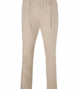 Cooler than your average basics, these modernized chinos from D&G Dolce & Gabbana will amp up your causal attire - Front pleat details, slightly cropped with a straight leg, slant pockets, back welt pockets with button - Style with a tee, a striped cardigan, and slip-on trainers