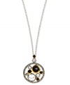 An intriguing cluster of beautiful accents makes this Judith Jack necklace a stunning must-have. Pendant features 14k gold plating, onyx (1-3/8 ct. t.w.), cubic zirconia (3-1/4 ct. t.w.) and marcasite (3/8 ct. t.w.). Set in sterling silver. Approximate length: 16 inches. Approximate drop: 1-1/10 inches.