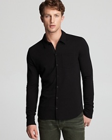 Give your shirt wardrobe a taste of nightlife with this downtown-inspired black button-down from John Varvatos Star USA LUXE.