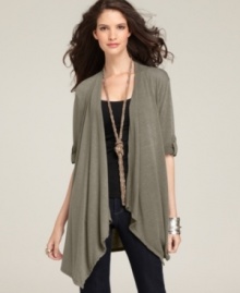 Style&co.'s long, draped cardigan easily adds a cozy-luxe look to your ensemble.