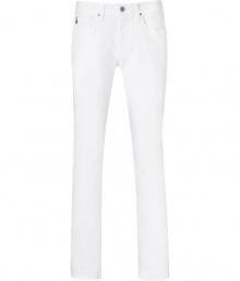 Stylish jeans in fine, white cotton stretch blend - Soft yet ultra-durable denim in a crisp summer shade - Classic five-pocket skinny cut with belt loops, zip fly and button closure - Sleek and versatile, ideal for everyday - Pair with t-shirts, button downs and polos