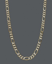 A simple layer that will take your ensemble to a new level. This rich necklace features a figaro link chain in 14k gold. Approximate length: 22 inches. Approximate width: 6 mm.