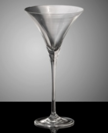 The dramatic curved bowls and slender stems of this set of Grace martini glasses embody the sublime elegance of designer Oleg Cassini. Stunning, heavyweight optic glass reflects all the light at your table for truly exquisite dining and swanky cocktail parties.