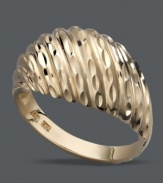 Gilded and glamorous. This unique ring features both a trendy dome design and intricate textured surface. Crafted in 14k gold.