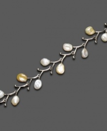 Beautiful, naturally-designed style. This bracelet features Keishi cultured freshwater pearls (7.5 mm-8.5 mm) set in sterling silver. Approximate length: 7 inches.