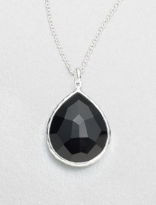 A bold drop of faceted onyx on a delicate sterling silver chain link.Onyx Sterling silver Length, about 18 Pendant length, about 1 Pendant width, about ¾ Lobster clasp closure Imported 