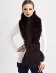 EXCLUSIVELY AT SAKS. A luxurious dyed or natural silver fox style. About 7 X 63Natural or dyed silver foxSpecialist dry cleanImported Fur origin: China