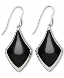 Smooth, polished & sophisticated. These sleek drop earrings feature onyx gemstones (28-1/2 ct. t.w.) set in sterling silver on french wire. Approximate drop: 2 inches.