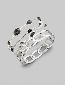 From the Rock Candy Collection. Faceted onyx stones lay stationary along a thin sterling silver band.Onyx Sterling silver Diameter, about 2½ x 2¼ Imported Please note: Bracelets sold separately. 