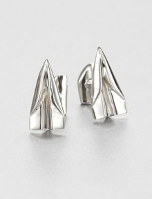 Fly high and in style with these cuff links shaped as folded paper and a paper plane, set in luminous sterling silver.Sterling silverAbout .88 diam.Made in USA