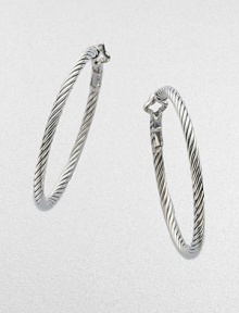 From the Thoroughbred Collection. A simply chic design with sleek sterling silver in a cable style. Sterling silverLength, about 1½Post-and-hinge backImported 