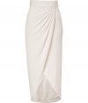 Feminine and flawless, Rachel Zoes draped ecru skirt guarantees a romantic polish to your look - Wrapped front with a self-tie sash, pleated side detail - Softly draped fit - Team with everything from tees and ankle boots to the matching top and evening accessories