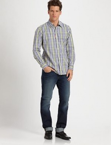 Cool, cotton classic in a neat check pattern with signature logo detail on the placket.Button-frontPoint collarCottonDry cleanImported