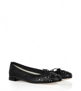 The classic Repetto ballet flat gets a luxe kick with Swarovski crystal embellishment making for an eye-catching take on the tried-and-true favorite - Round toe with crystals, bow at toe, flat slip-on style - Wear with cropped trousers, a swing dress, or skinny jeans