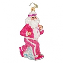 Support Breast Cancer Awareness with this Pink Power Walk Santa ornament.