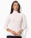 The ultimate in understated sophistication, the chic ribbed petite turtleneck sweater from Lauren by Ralph Lauren is a versatile seasonal essential in soft combed cotton. (Clearance)