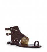 Luxurious toe sandals made ​.​.of fine, dark brown suede - Elegant ankle boot with cut outs and toe strap plus ankle straps - A dream shoe - nice and comfortable, classy - Combine with rolled-up jeans, a maxi dress, hot pants