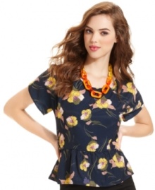 Bar III's floral-printed peplum top adds a feminine touch to casual days. Pair it with black pants or a pencil skirt!