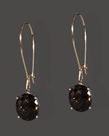 Faceted smoky quartz drop earrings in 14K rose gold settings.