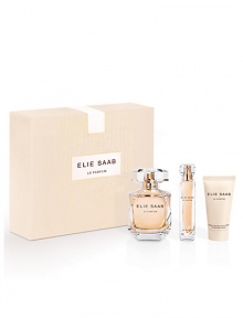 Celebrate this holiday season with the exceptional fragrance of ELIE SAAB Le Parfum. Set includes: Eau de parfum spray, 3 oz.; eau de parfum mini spray, 0.3 oz. and luxurious body cream, 1 oz. Made in France. 