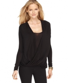 Sophisticated draping adds movement and dimension to this versatile layered top from MICHAEL Michael Kors.