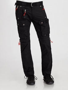 Rendered in a breathable cotton-nylon blend, this sporty convertible pant can be dually worn as a short with an easy zip of the leg to accommodate any excursion in perfect comfort.Belted waist with roller buckleZip flyZippered side slash, back flap pocketsOversized snap-flap pocketsInseam, about 3175% cotton/25% nylonMachine washImported