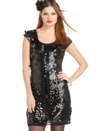 Heat up the night in XOXO's cap-sleeve mini dress. Dazzle them with plenty of shimmering sequins!