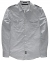 Military meets everyman. This Sean John shirt perfectly blends your favorite looks. (Clearance)