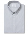 With a subtle pattern, this Calvin Klein slim-fit dress shirt is a cool way to bring a pattern into your wardrobe.