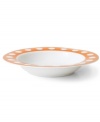 Spot on dinnerware for your dishes. Jonathan Adler's Mod Dot bowl gives any meal a stylish boost with a bold orange and white palette. Gold trim adds an opulent touch.