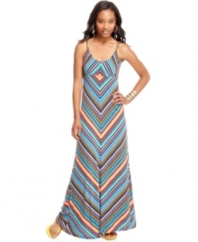 Wake-up your casual, day gear with this super bright, chevron print maxi from American Rag! For a great way to up the bold factor, accessorize the dress with bright sandals and an armful of bracelets!