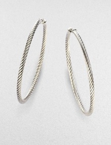 From the Thoroughbred Collection. A signature cable of sterling silver rendered in a hooped shape.Sterling silver Diameter, about 2 Pierced back Imported